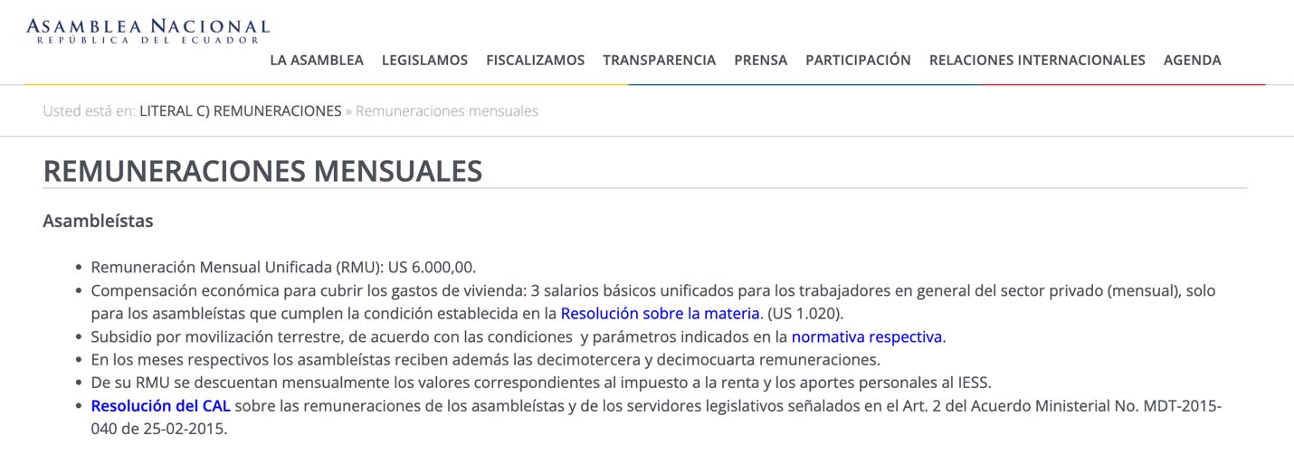 Remuneración asambleísta